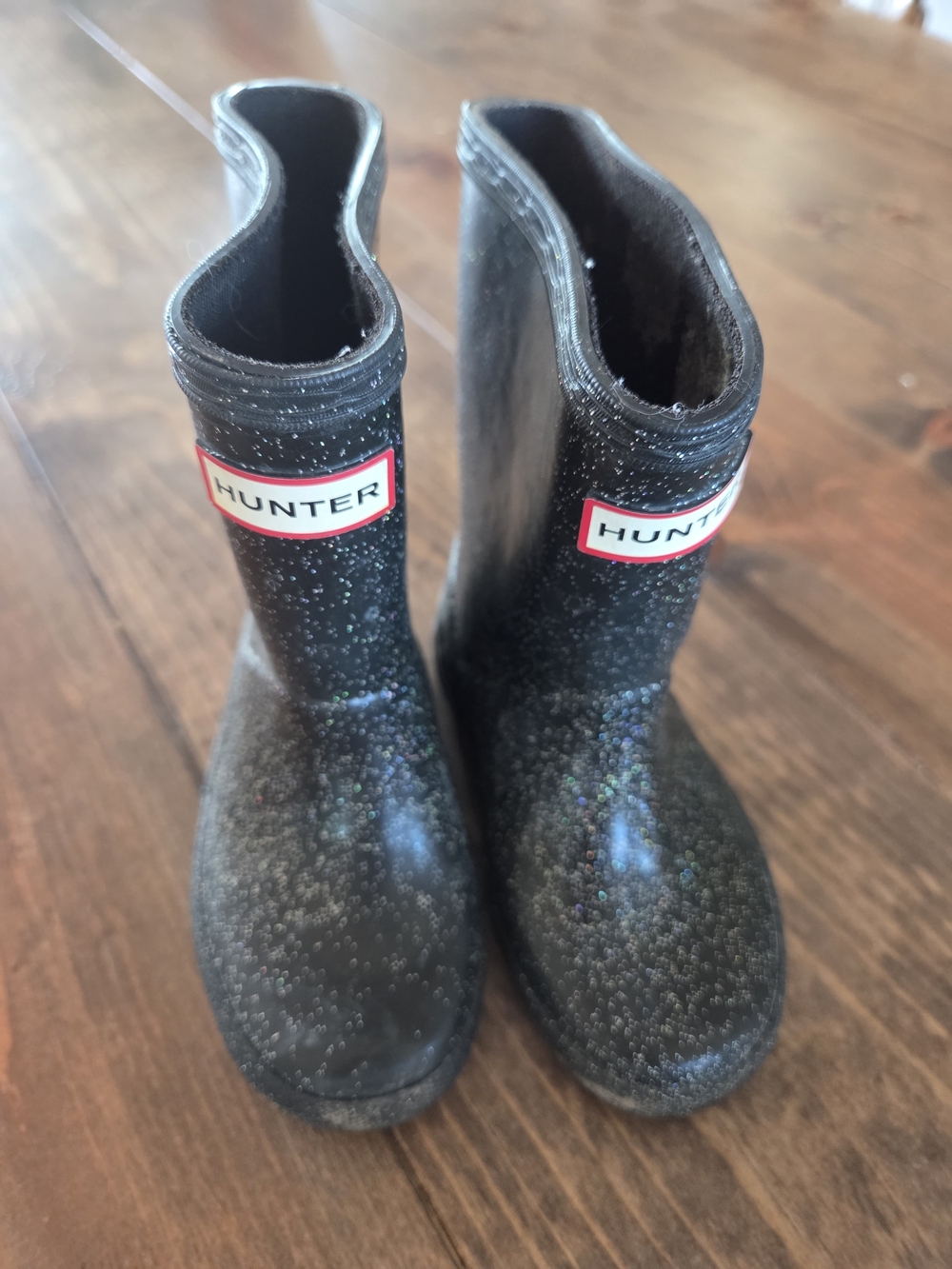 Hunter Kids Black Glitter Rain Boots